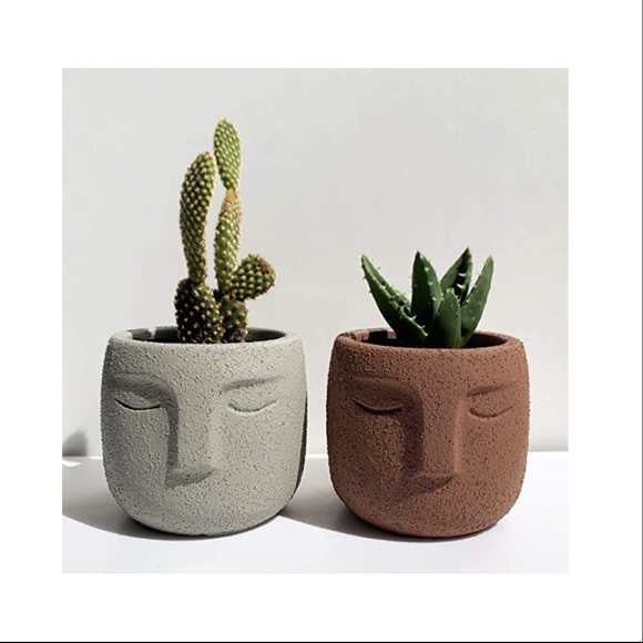 Set of 3 Boho Abstract Face Succulent Planters - Picture 4 of 7
